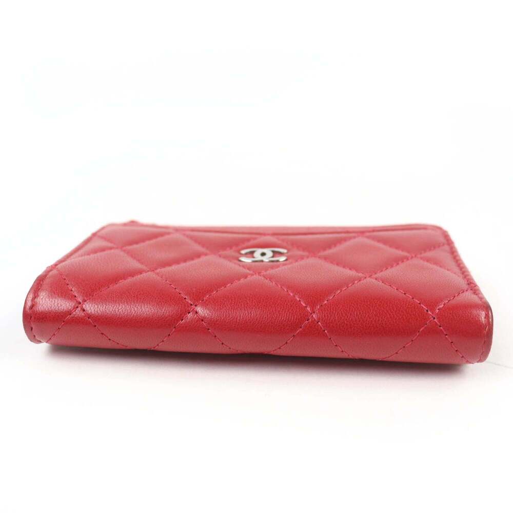 CHANEL Red Lambskin Leather Logo Wallet - Picture 4 of 11